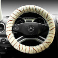 Auto Car Steering Wheel Cover Zebra Plush Diameter 15 inch 38CM - Beige
