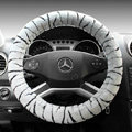 Auto Car Steering Wheel Cover Zebra Plush Diameter 15 inch 38CM - Gray