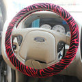 Auto Car Steering Wheel Cover Zebra Velvet Diameter 15 inch 38CM - Red Black