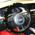 Yle Auto Car Steering Wheel Cover Cherry Matte leather Diameter 15 inch 38CM - Black