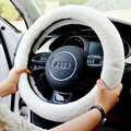 Yle Auto Car Steering Wheel Cover Faux Mink hair Diameter 15 inch 38CM - White