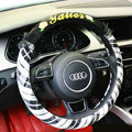 Yle Auto Car Steering Wheel Cover Lace Stripe Superfibers Diameter 15 inch 38CM - Black White