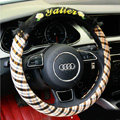 Yle Auto Car Steering Wheel Cover Lace Stripe Superfibers Diameter 15 inch 38CM - Yellow