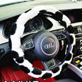 Yle Auto Car Steering Wheel Cover Plush Diameter 15 inch 38CM - White Black