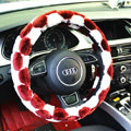 Yle Auto Car Steering Wheel Cover Plush Diameter 15 inch 38CM - White Red
