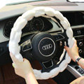 Yle Auto Car Steering Wheel Cover Plush Diameter 15 inch 38CM - White