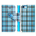IMAK Flip leather case plaid pattern book Holster cover for Apple iPhone 5S - Blue