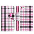 IMAK Flip leather case plaid pattern book Holster cover for Apple iPhone 5S - Pink