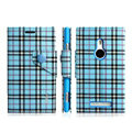 IMAK Flip leather case plaid pattern book Holster cover for Nokia Lumia 925T 925 - Blue