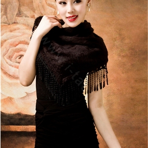 Autumn and Winter Mink Cashmere wool Scarf Shawl Woman Neck Wrap tippet - Black