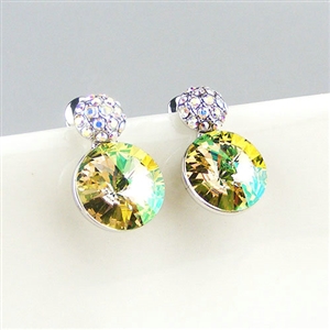 Luxury crystal diamond 925 sterling silver stud earrings 10mm - Green