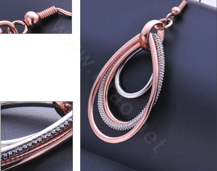 Luxury fashion crystal exaggerating tassel hoop dangle earrings 18k rose plated