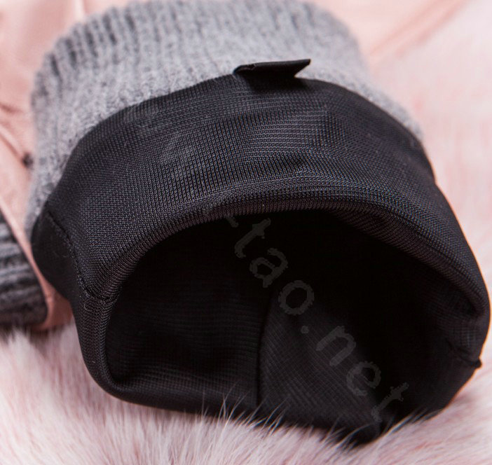 Allfond women winter waterproof cold-proof bow-knot wool genuine goatskin leather gloves M - Black