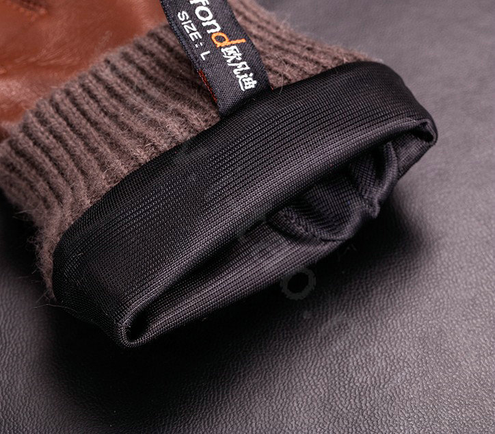 Allfond women winter waterproof cold-proof warm rabbit fur genuine goatskin leather gloves M - Red