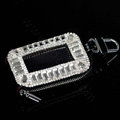 Luxury hollow Crystal Auto Key Bag Pocket Genuine Leather Car Key Case Key Chain - Black