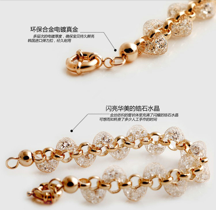 18k Rose Gold Plated Bracelets Bangles for Women champagne gold wire Zircon Crystal Jewelry