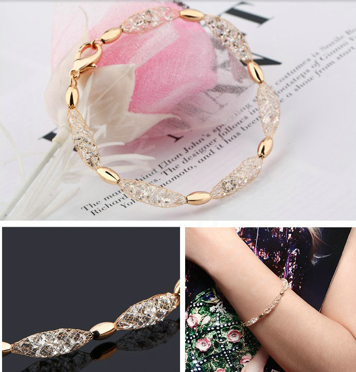 18k Rose Gold Plated Bracelets Bangles for Women gold wire Zircon Crystal Luxury Jewelry