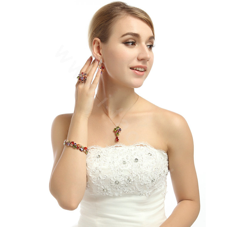 Fashion 18K Rose Gold Plated Mona Lisa Zircon Bracelet for Women Multicolor CZ Stones Jewelry