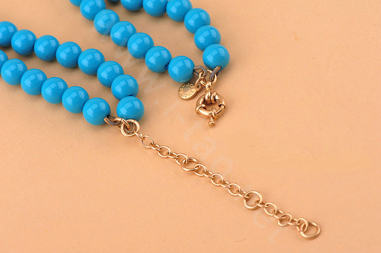 Luxury Exaggeration Women Choker Natural Gem Crystal Parrot Bib Necklace Jewelry - Blue