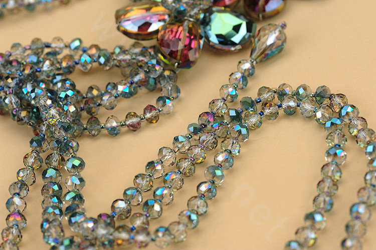 Luxury Fashion Women Choker Sweater chain bead Crystal Flower long Necklace Jewelry - Green