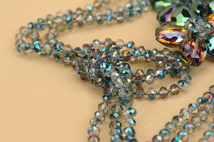 Luxury Fashion Women Choker Sweater chain bead Crystal Flower long Necklace Jewelry - Green