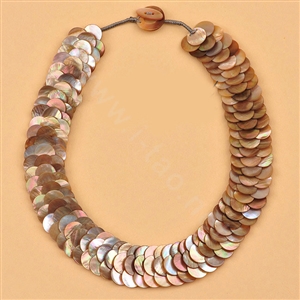 Luxury Fashion Women Exaggeration Choker Natural Shell Slice Bib Necklace Jewelry - Champagne