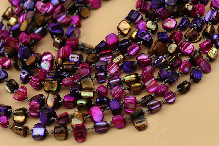 Luxury Fashion Women Exaggeration Choker Natural Shell multilayer Bib Necklace Jewelry - Purple