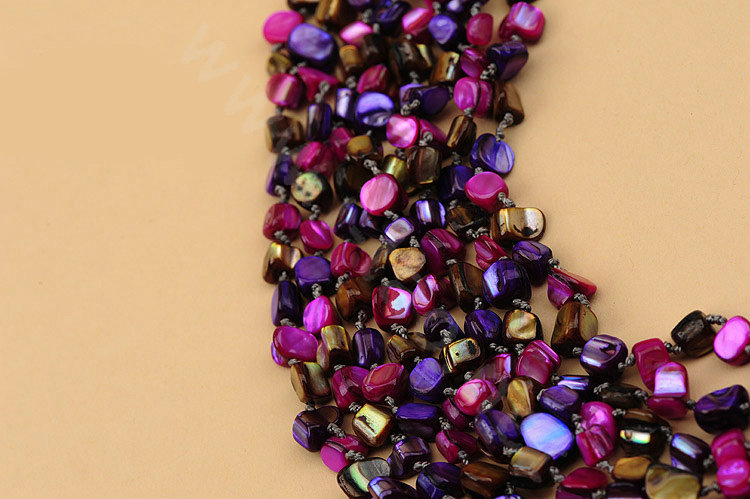 Luxury Fashion Women Exaggeration Choker Natural Shell multilayer Bib Necklace Jewelry - Purple