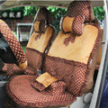 Ayrg Bowknot Dot Lace Universal Auto Car Seat Covers Velvet Plush Full Set 19pcs - Coffee