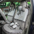 Ayrg Bowknot Dot Lace Universal Auto Car Seat Covers Velvet Plush Full Set 19pcs - Grey