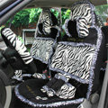 Ayrg Bowknot Zebra Lace Universal Auto Car Seat Covers Velvet Plush Full Set 19pcs - Black