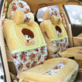 Angel Flower Universal Automobile Car Seat Cover Velvet Cushion 9pcs - Beige