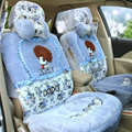 Angel Flower Universal Automobile Car Seat Cover Velvet Cushion 9pcs - Blue