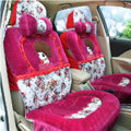 Angel Flower Universal Automobile Car Seat Cover Velvet Cushion 9pcs - Rose