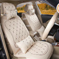 Embroidery Flower Universal Automobile Car Seat Cover Ice silk Cushion 9pcs - Beige