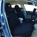 Mei Mei Bear Lace Universal Automobile Car Seat Cover Rose Velvet Cushion 8pcs - Black