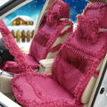 OULILAI Lace Tassel Universal Automobile Car Seat Cover Cushion Plush 15pcs - Rose