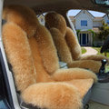 Universal Australia Genuine Sheepskin Car Seat Cover Sheep Wool Auto Cushion 4pcs Sets - Camel