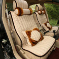 Universal Imitation Sheepskin Car Seat Cover Sheep Wool Leather Auto Cushion 8pcs Sets - Beige