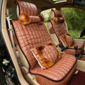 Universal Imitation Sheepskin Car Seat Cover Sheep Wool Leather Auto Cushion 8pcs Sets - Brown