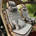 Universal Imitation Sheepskin Car Seat Cover Sheep Wool Leather Auto Cushion 8pcs Sets - Grey