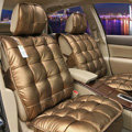 Universal Real Sheepskin Car Seat Cover Leather Wool Auto Cushion 4pcs Sets - Golden