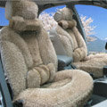 Universal Synthetic Sheepskin Car Seat Cover Sheep Wool Auto Cushion 6pcs Sets - Coffee