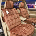Universal Winter Velvet Plush Car Seat Cover Auto Cushion 4pcs Sets - Coffee
