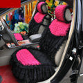 Luxury Universal PP Cotton lace Flower Car Seat Cover Auto Cushion 7pcs Sets - Rose+Black