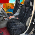 Luxury Universal lace Flower Car Seat Cover PP Cotton Auto Cushion 7pcs Sets - Black