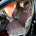 Universal Cotton Apple flower Print lace Auto Car Seat Cover 19pcs Sets - Coffee