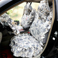Universal Cotton Hawaiian Print flower Folds Auto Car Seat Cover 19pcs Sets - Grey