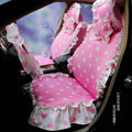 Universal Cotton Heart flowered Print Folds Auto Car Seat Cover 19pcs Sets - Pink