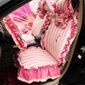 Universal Cotton Vertical flower Print lace Folds Auto Car Seat Cover 19pcs Sets - Pink